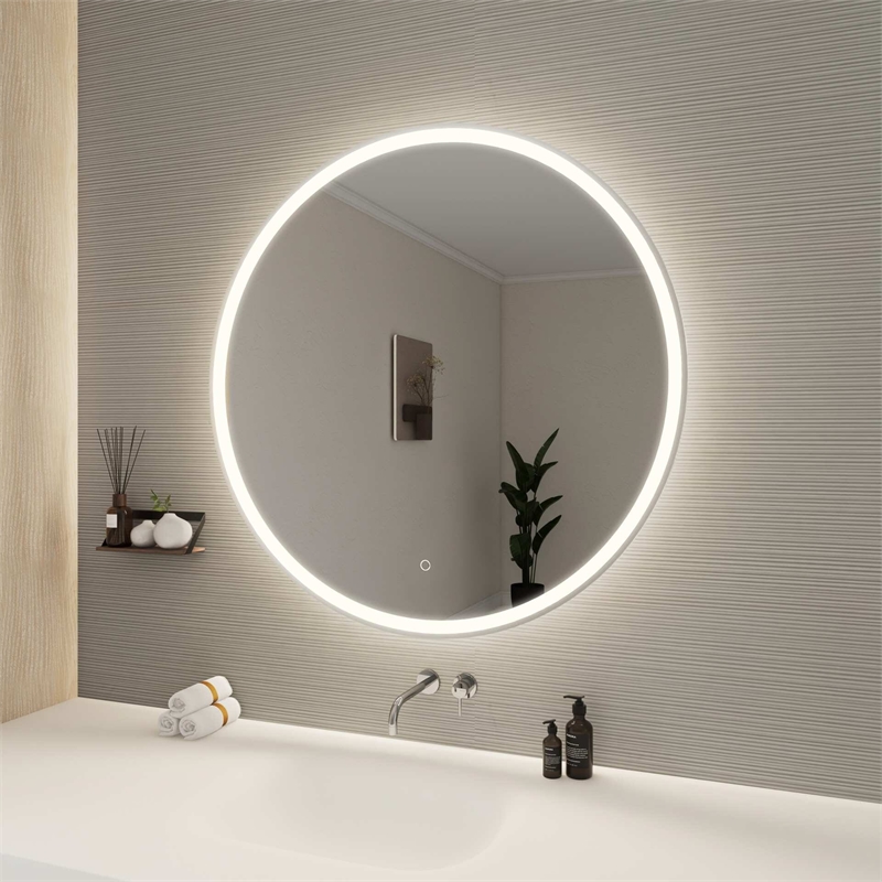 Elegant Kitchen and Bath 39 Round Led Front and Backlit Wall Mirror in Silver