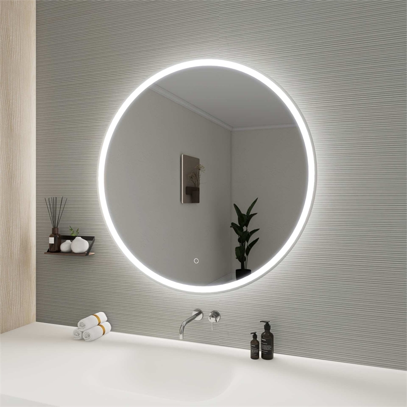Elegant Kitchen and Bath 39 Round Led Front and Backlit Wall Mirror in Silver