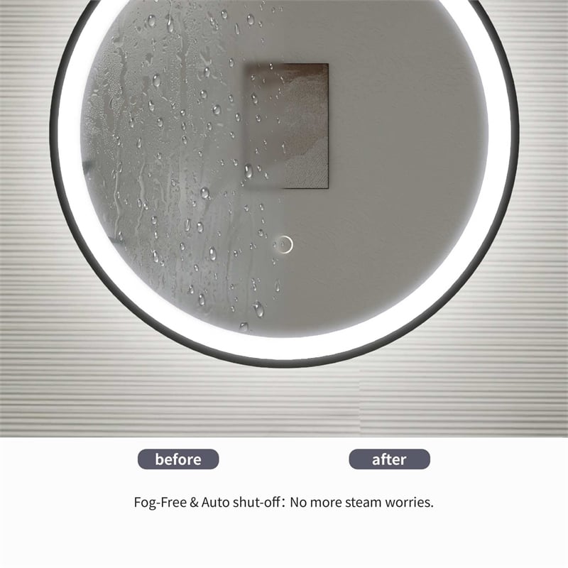 Elegant Kitchen and Bath 42 Round Led Front and Backlit Wall Mirror in Black
