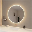 Elegant Kitchen and Bath 42 Round Led Front & Backlit Wall Mirror in Satin Gold
