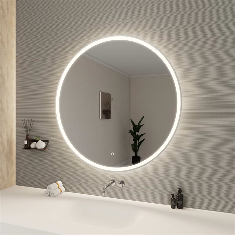 Elegant Kitchen and Bath 42 Round Led Front and Backlit Wall Mirror in Silver