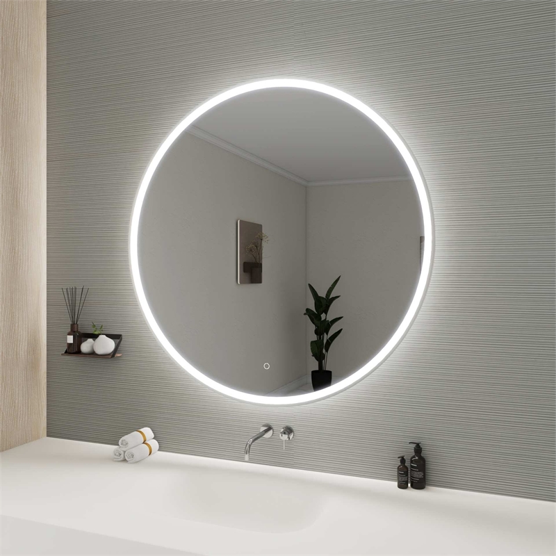 Elegant Kitchen and Bath 45 Round Led Front and Backlit Wall Mirror in Silver