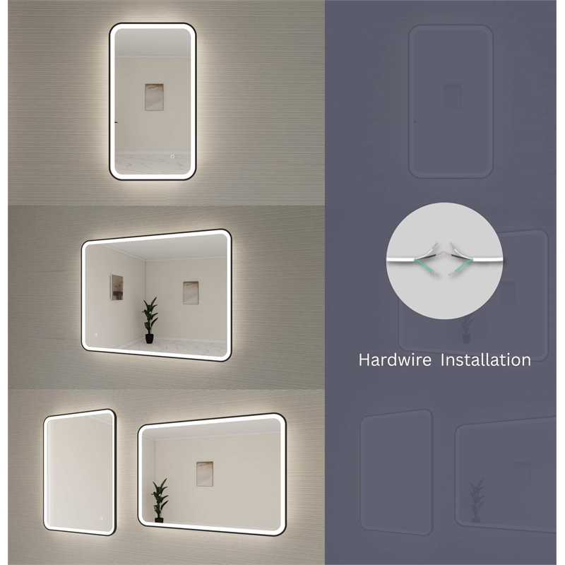 Elegant Kitchen and Bath 33 Round Led Front & Backlit Wall Mirror in Satin Gold