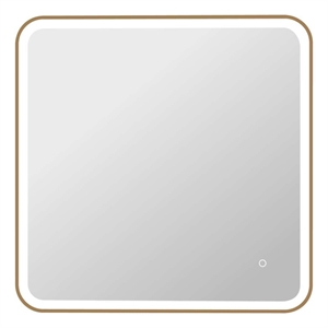 Elegant Kitchen and Bath 33 Round Led Front & Backlit Wall Mirror in Satin Gold