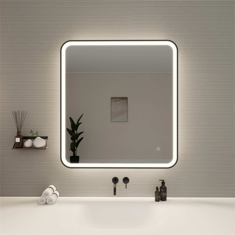 Elegant Kitchen and Bath 36 Round Led Front and Backlit Wall Mirror in Black