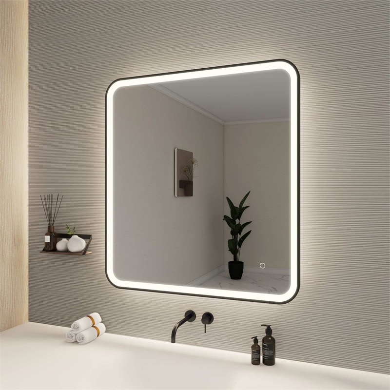 Elegant Kitchen and Bath 36 Round Led Front and Backlit Wall Mirror in Black