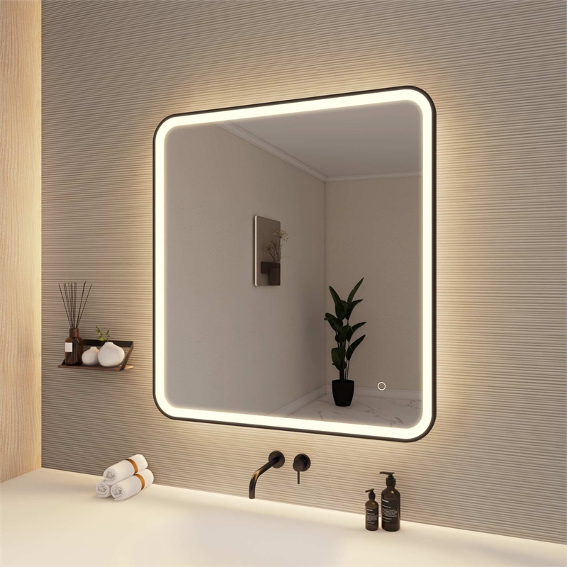 Elegant Kitchen and Bath 36 Round Led Front and Backlit Wall Mirror in Black