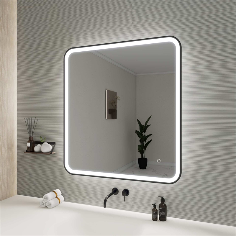 Elegant Kitchen and Bath 36 Round Led Front and Backlit Wall Mirror in Black