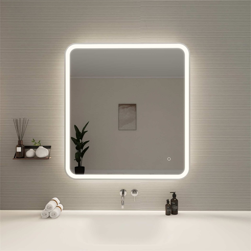 Elegant Kitchen and Bath 36 Round Led Front and Backlit Wall Mirror in Silver