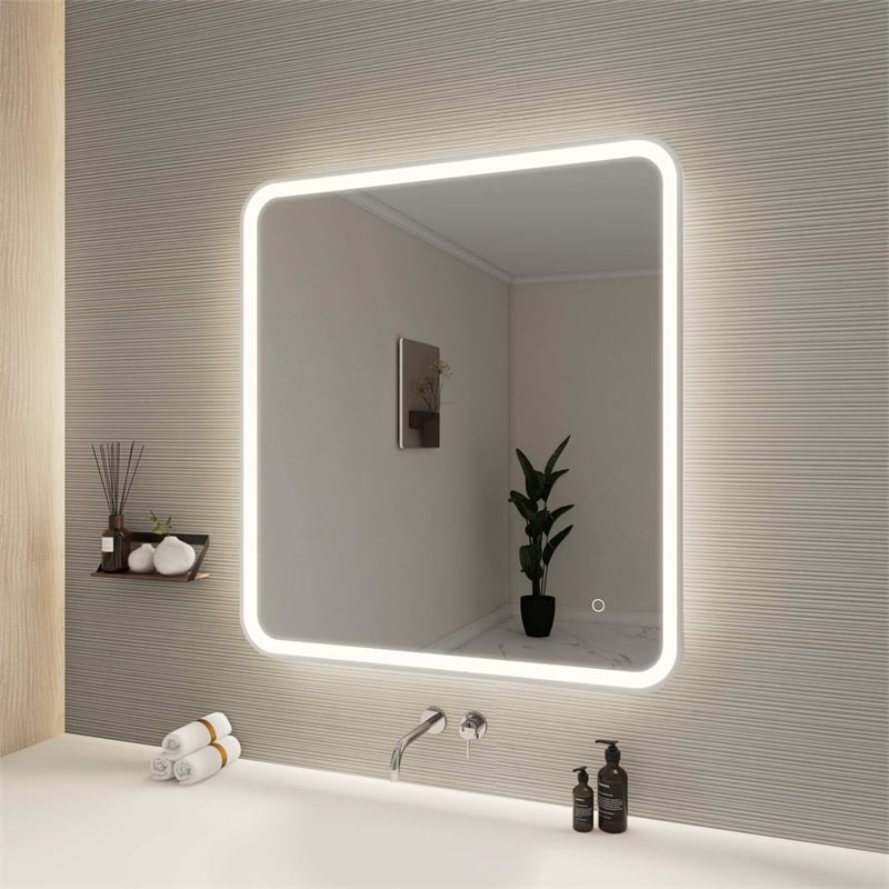 Elegant Kitchen and Bath 36 Round Led Front and Backlit Wall Mirror in Silver