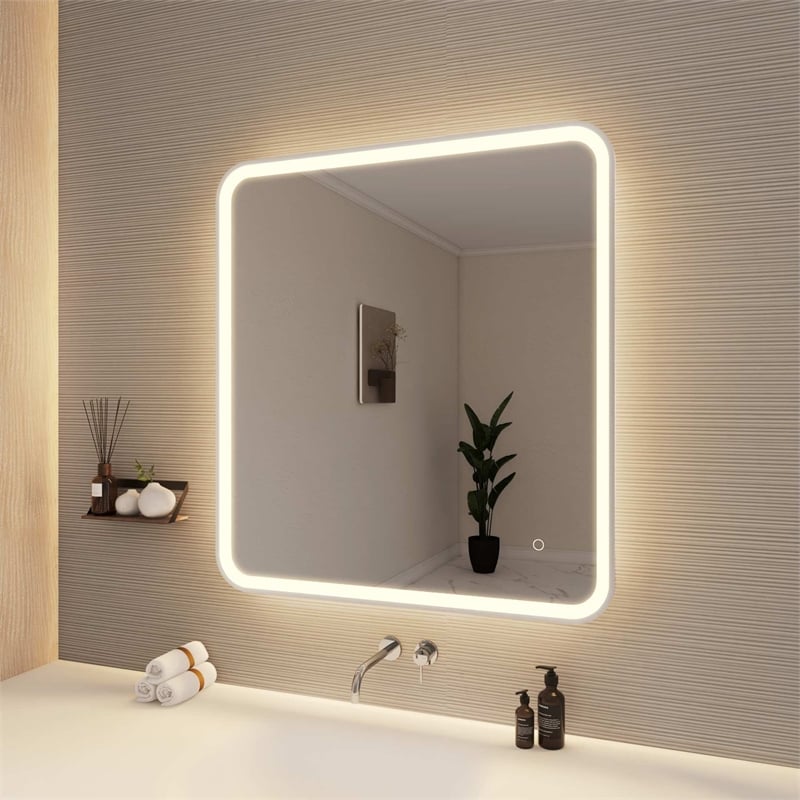 Elegant Kitchen and Bath 36 Round Led Front and Backlit Wall Mirror in Silver