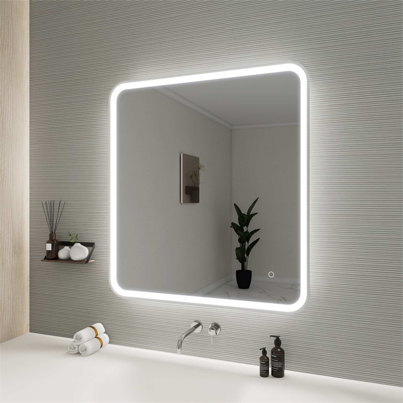 Elegant Kitchen and Bath 36 Round Led Front and Backlit Wall Mirror in Silver