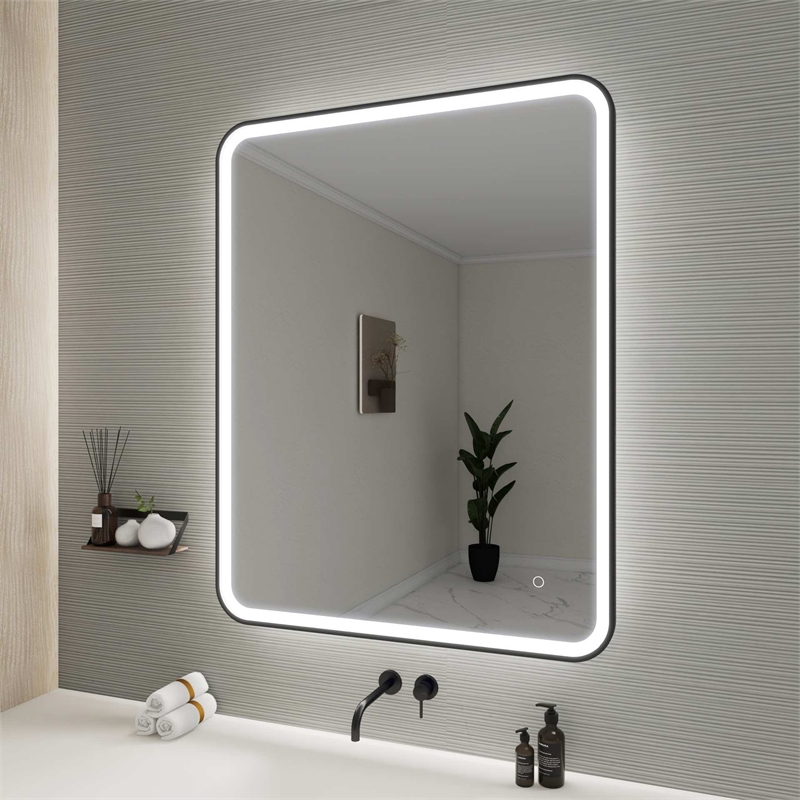 Elegant Kitchen and Bath 42 Round Led Front and Backlit Wall Mirror in Black