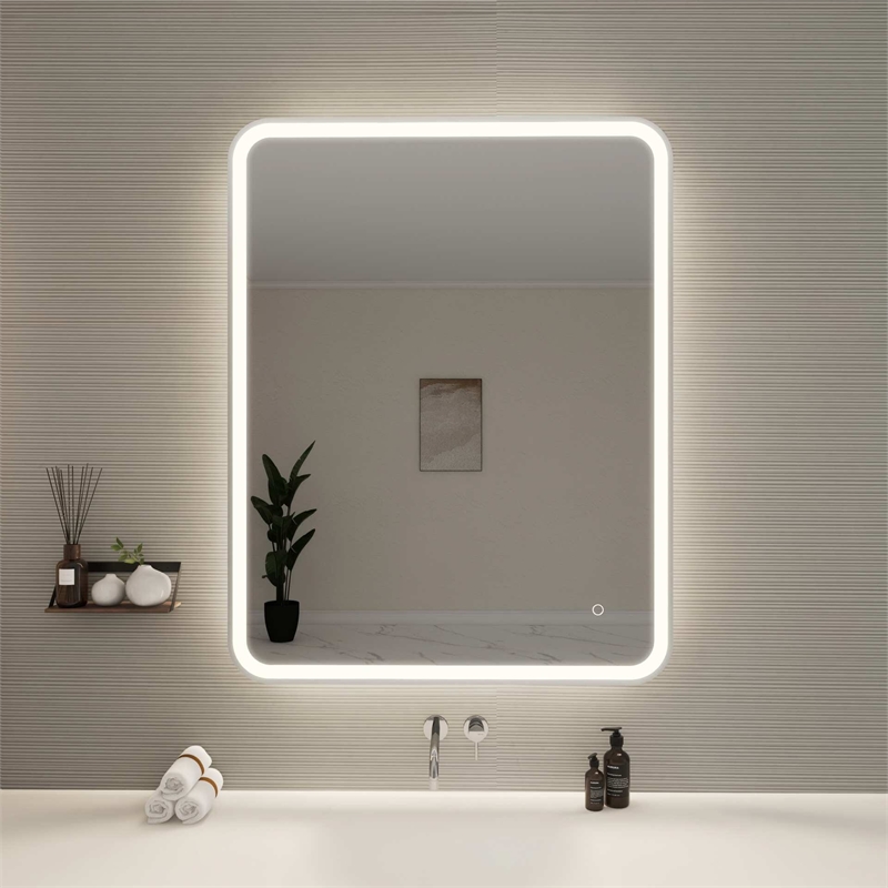Elegant Kitchen and Bath 42 Round Led Front and Backlit Wall Mirror in Silver