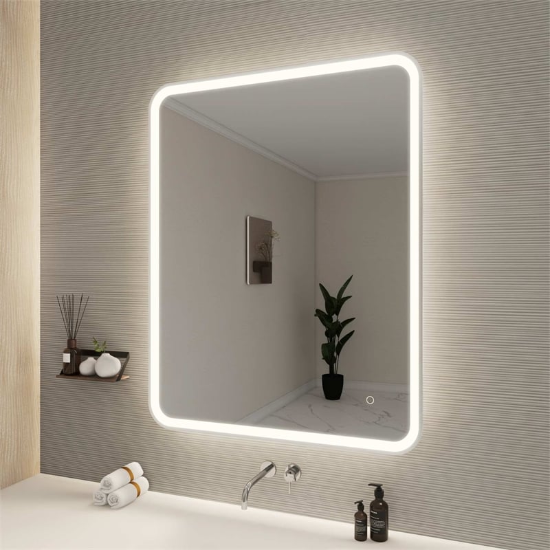 Elegant Kitchen and Bath 42 Round Led Front and Backlit Wall Mirror in Silver