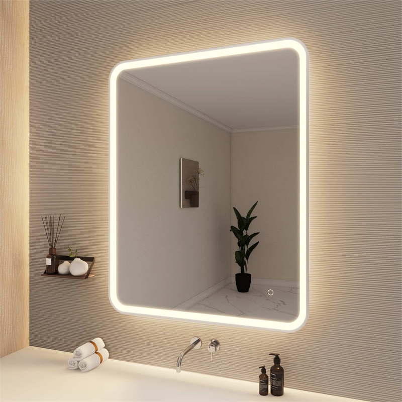 Elegant Kitchen and Bath 42 Round Led Front and Backlit Wall Mirror in Silver