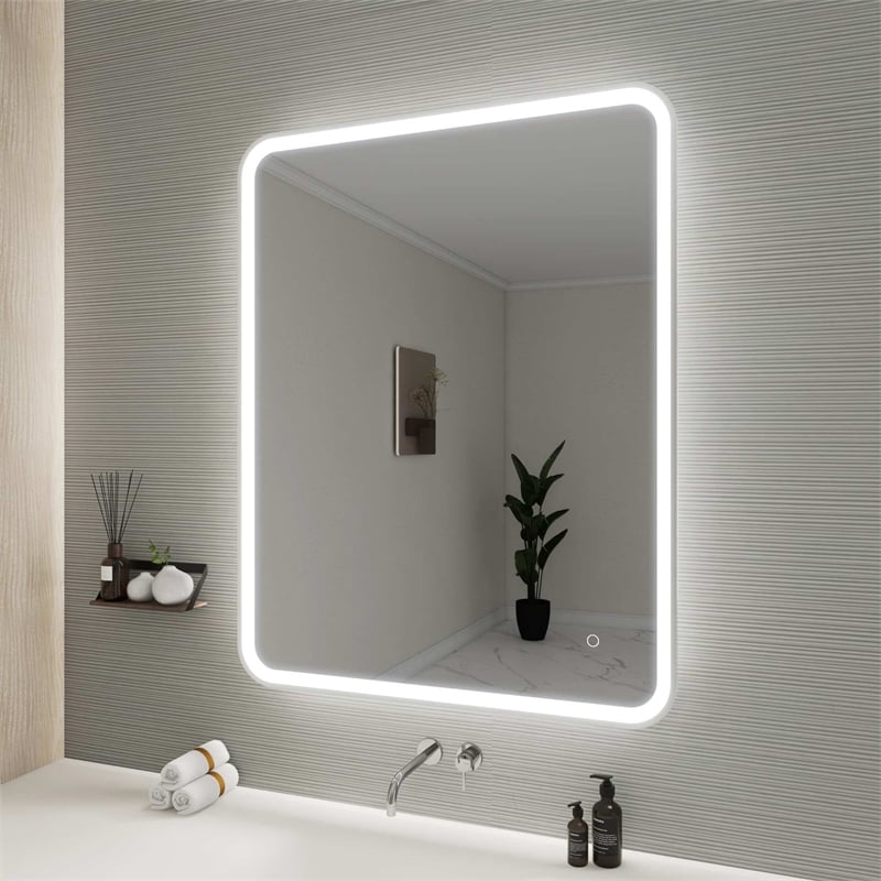 Elegant Kitchen and Bath 42 Round Led Front and Backlit Wall Mirror in Silver