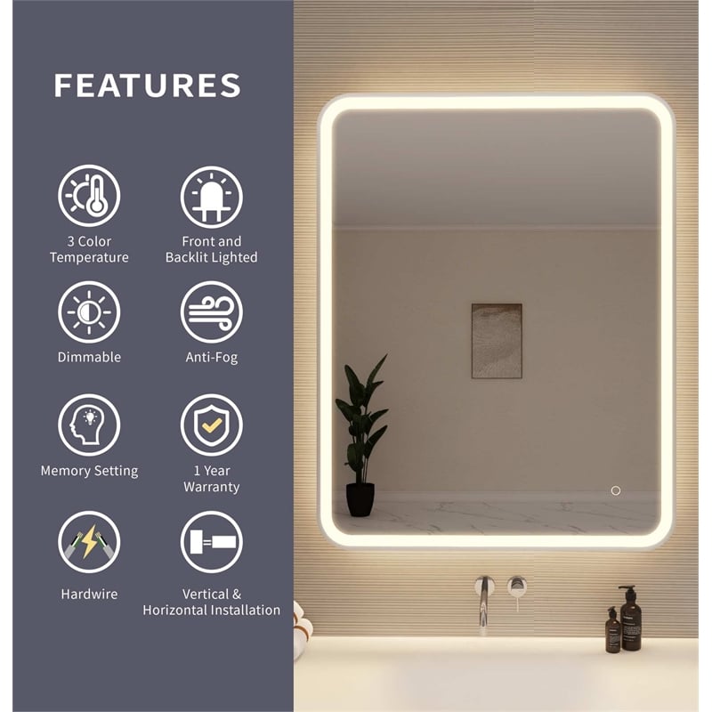 Elegant Kitchen and Bath 42 Round Led Front and Backlit Wall Mirror in Silver