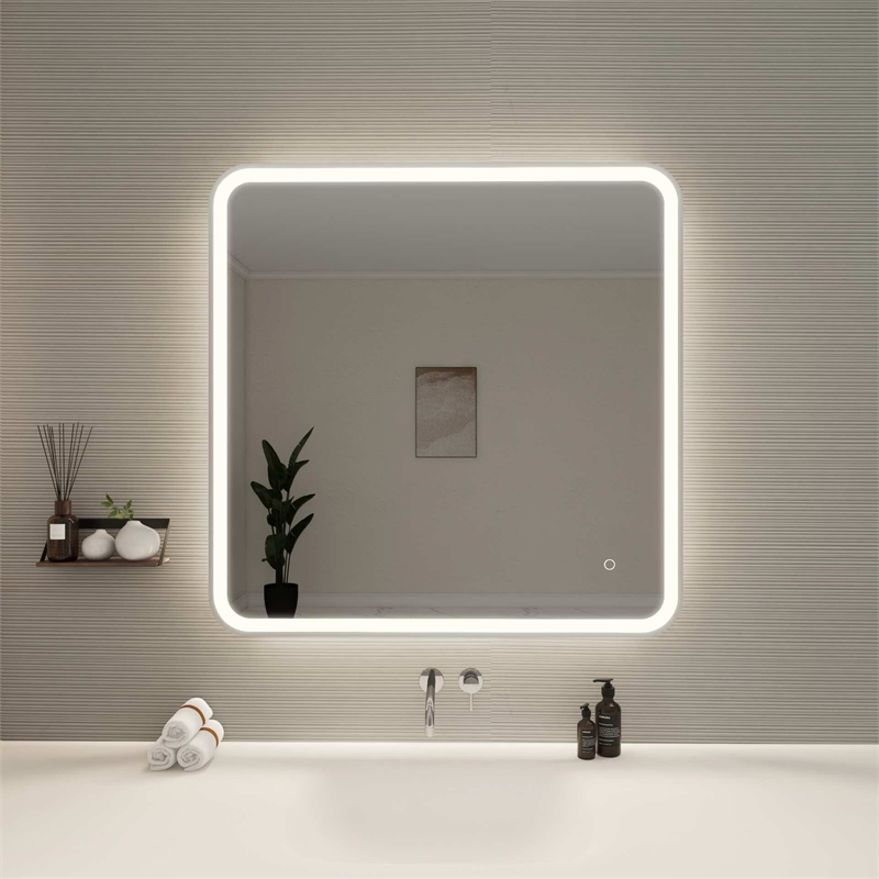 Elegant Kitchen and Bath 36 Round Led Front and Backlit Wall Mirror in Silver