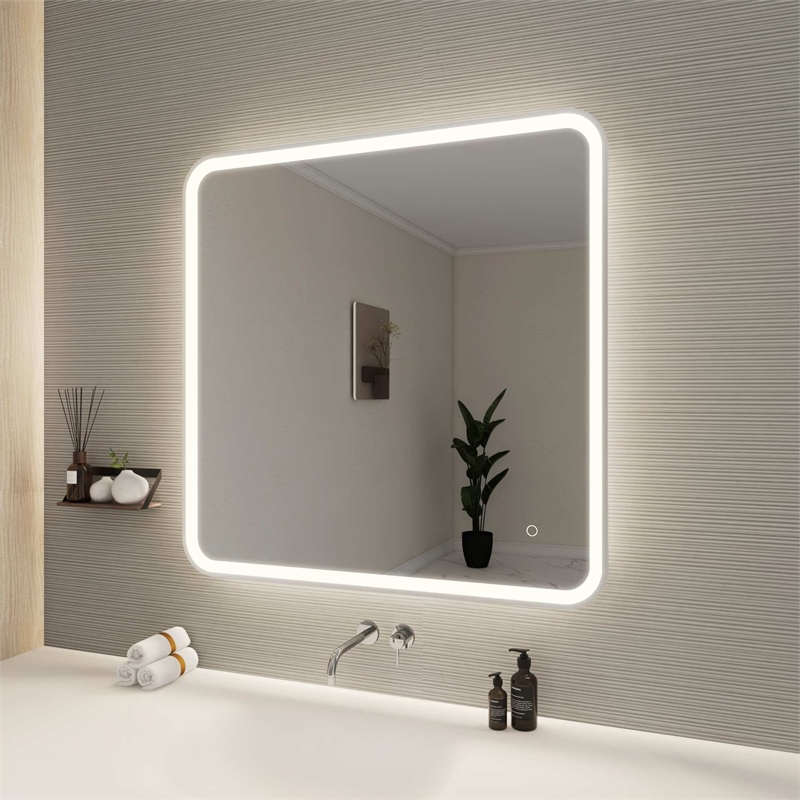 Elegant Kitchen and Bath 36 Round Led Front and Backlit Wall Mirror in Silver
