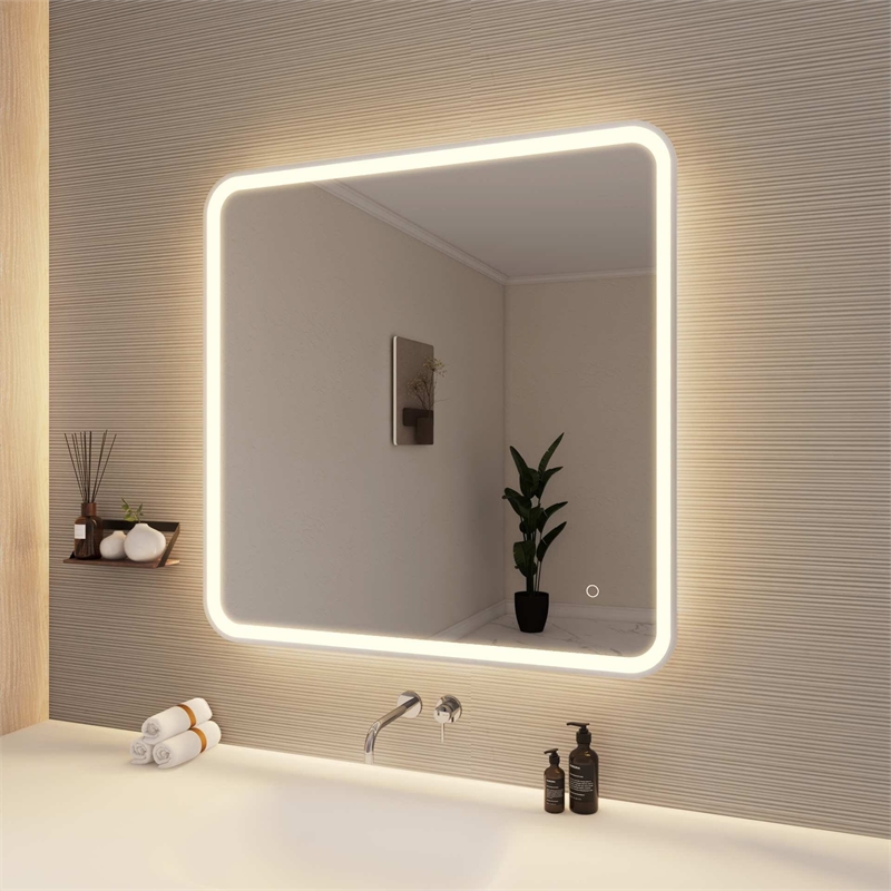 Elegant Kitchen and Bath 36 Round Led Front and Backlit Wall Mirror in Silver