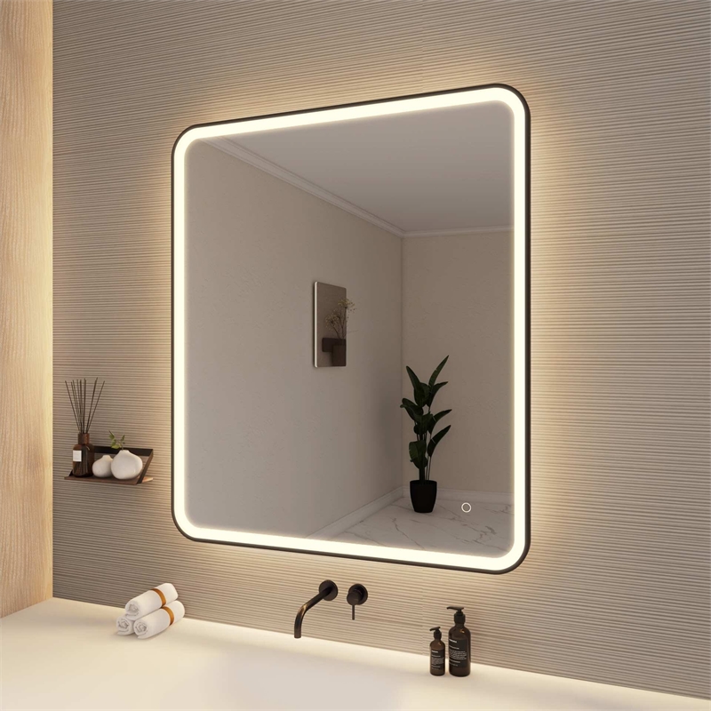 Elegant Kitchen and Bath 42 Round Led Front and Backlit Wall Mirror in Black