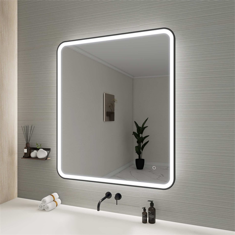 Elegant Kitchen and Bath 42 Round Led Front and Backlit Wall Mirror in Black
