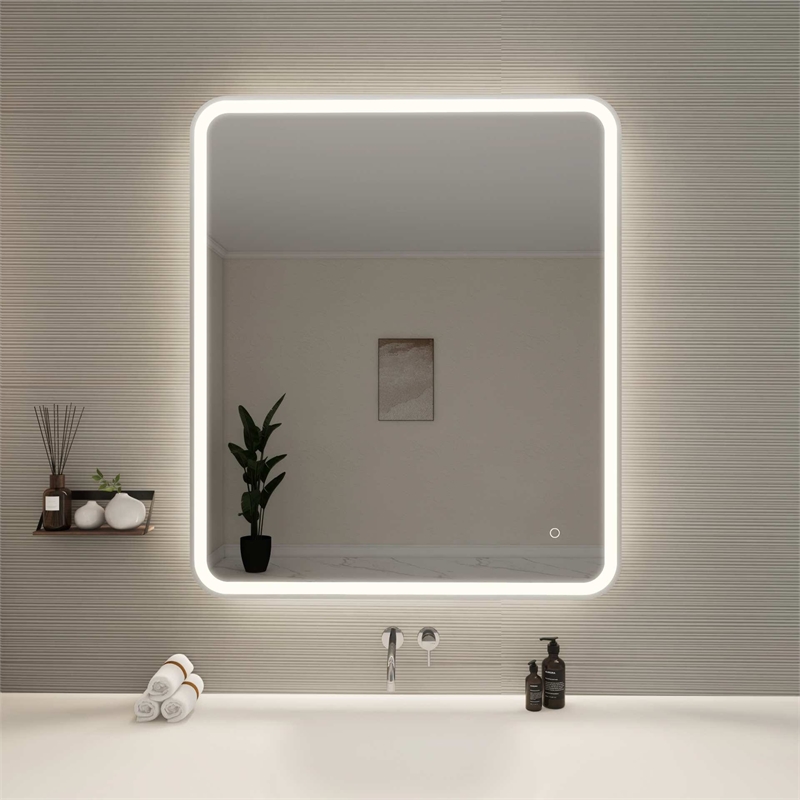 Elegant Kitchen and Bath 42 Round Led Front and Backlit Wall Mirror in Silver