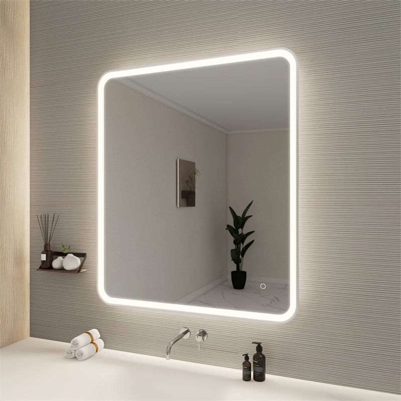 Elegant Kitchen and Bath 42 Round Led Front and Backlit Wall Mirror in Silver