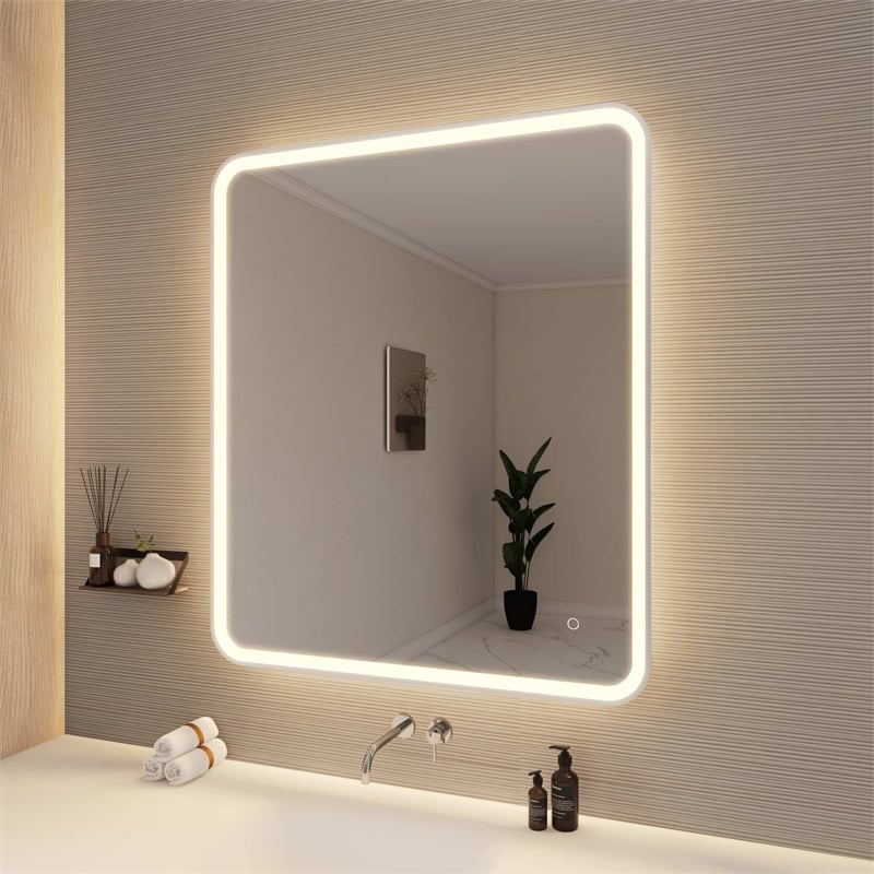 Elegant Kitchen and Bath 42 Round Led Front and Backlit Wall Mirror in Silver