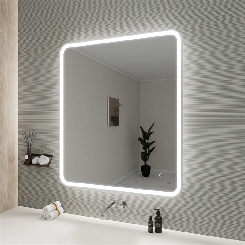 Elegant Kitchen and Bath 42 Round Led Front and Backlit Wall Mirror in Silver