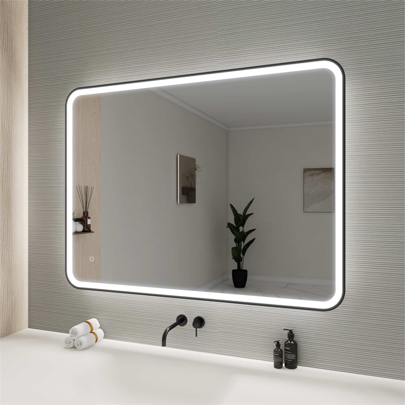 Elegant Kitchen and Bath 48 Round Led Front and Backlit Wall Mirror in Black