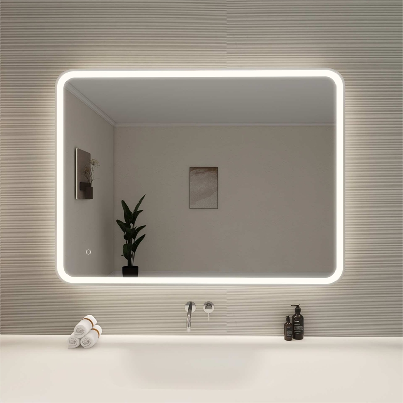 Elegant Kitchen and Bath 48 Round Led Front and Backlit Wall Mirror in Silver