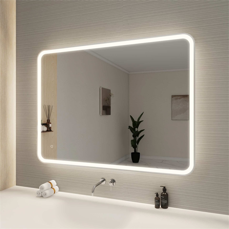 Elegant Kitchen and Bath 48 Round Led Front and Backlit Wall Mirror in Silver