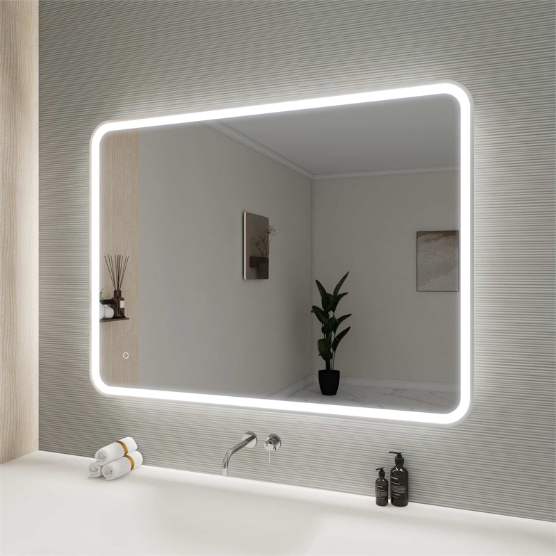 Elegant Kitchen and Bath 48 Round Led Front and Backlit Wall Mirror in Silver