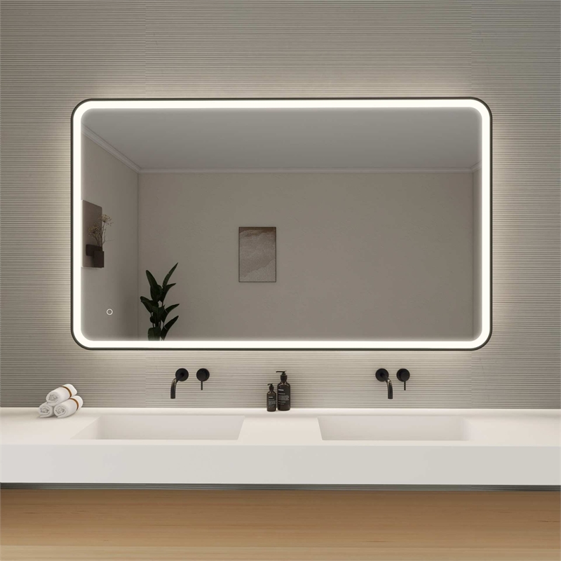 Elegant Kitchen and Bath 60 Round Led Front and Backlit Wall Mirror in Black