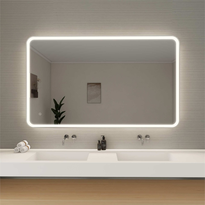 Elegant Kitchen and Bath 60 Round Led Front and Backlit Wall Mirror in Silver