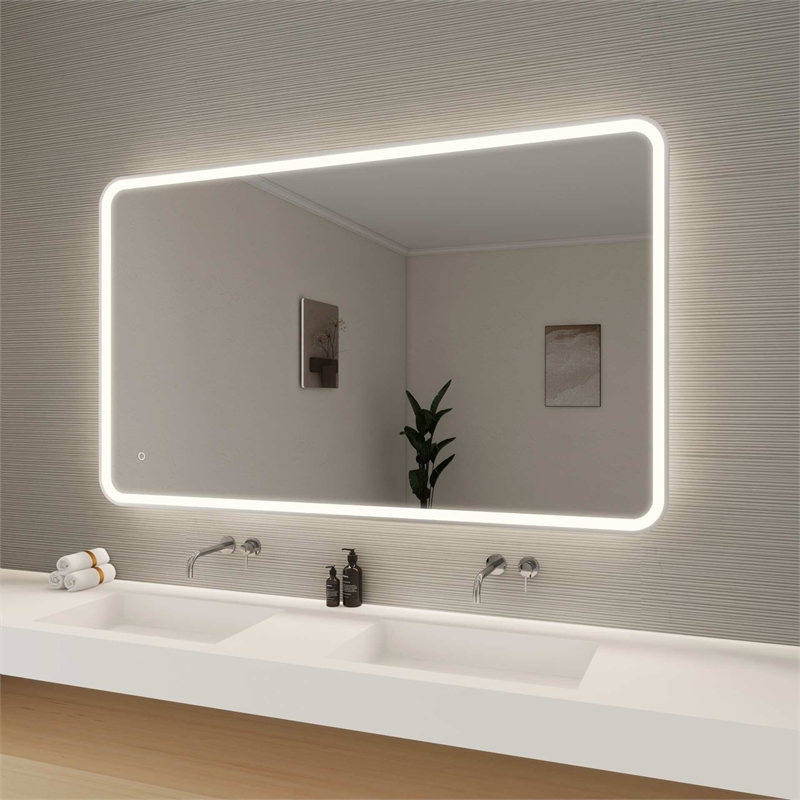Elegant Kitchen and Bath 60 Round Led Front and Backlit Wall Mirror in Silver