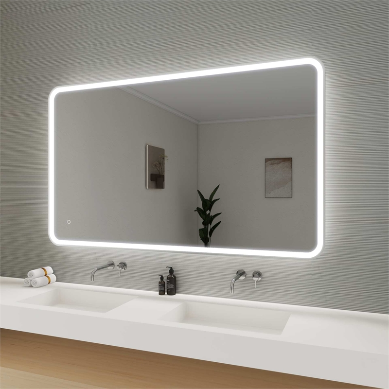 Elegant Kitchen and Bath 60 Round Led Front and Backlit Wall Mirror in Silver