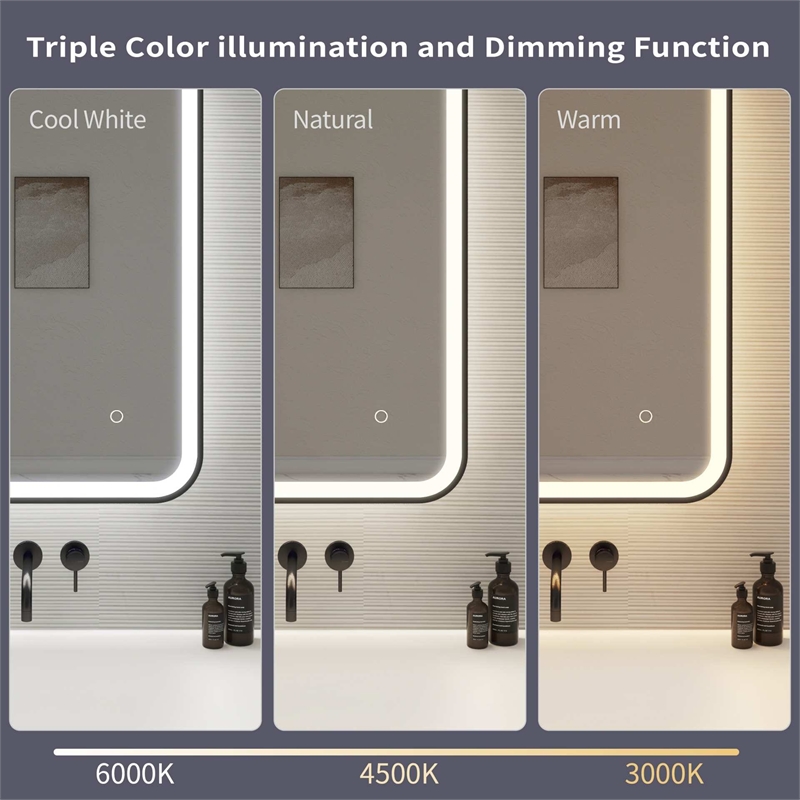 Elegant Kitchen and Bath 72 Round Led Front and Backlit Wall Mirror in Black