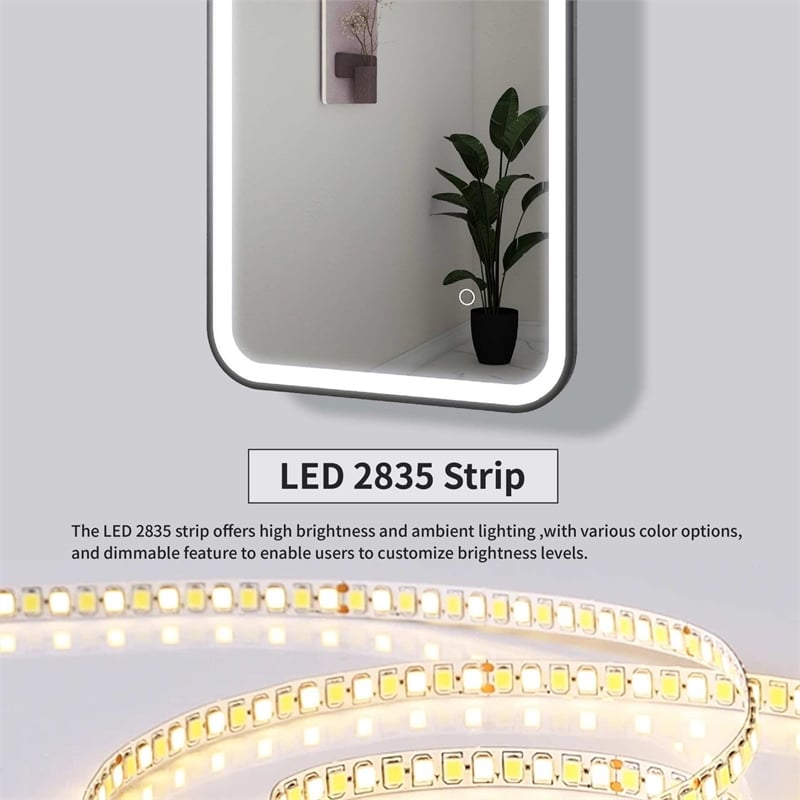 Elegant Kitchen and Bath 72 Round Led Front and Backlit Wall Mirror in Black