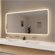 Elegant Kitchen and Bath 72 Round Led Front & Backlit Wall Mirror in Satin Gold