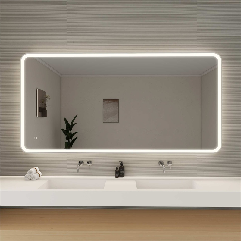 Elegant Kitchen and Bath 72 Round Led Front and Backlit Wall Mirror in Silver