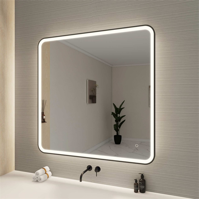 Elegant Kitchen and Bath 42 Round Led Front and Backlit Wall Mirror in Black