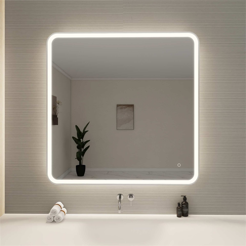 Elegant Kitchen and Bath 42 Round Led Front and Backlit Wall Mirror in Silver