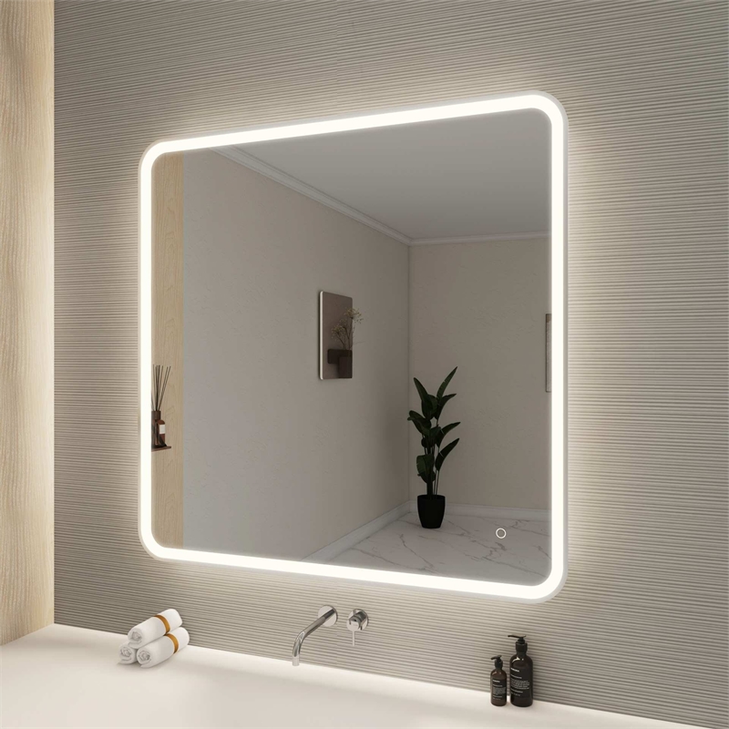 Elegant Kitchen and Bath 42 Round Led Front and Backlit Wall Mirror in Silver