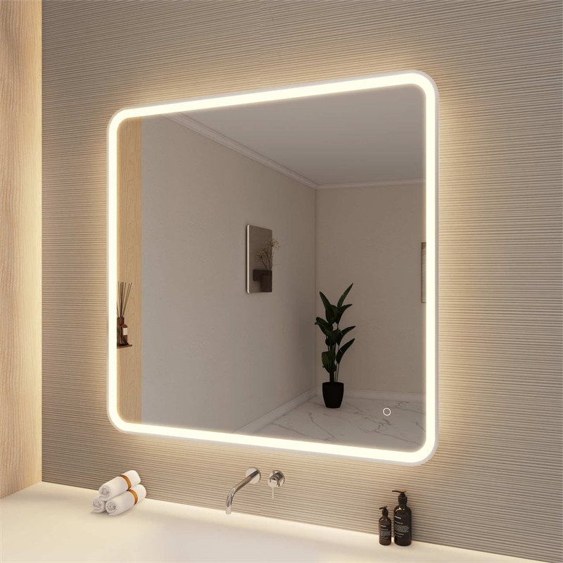 Elegant Kitchen and Bath 42 Round Led Front and Backlit Wall Mirror in Silver