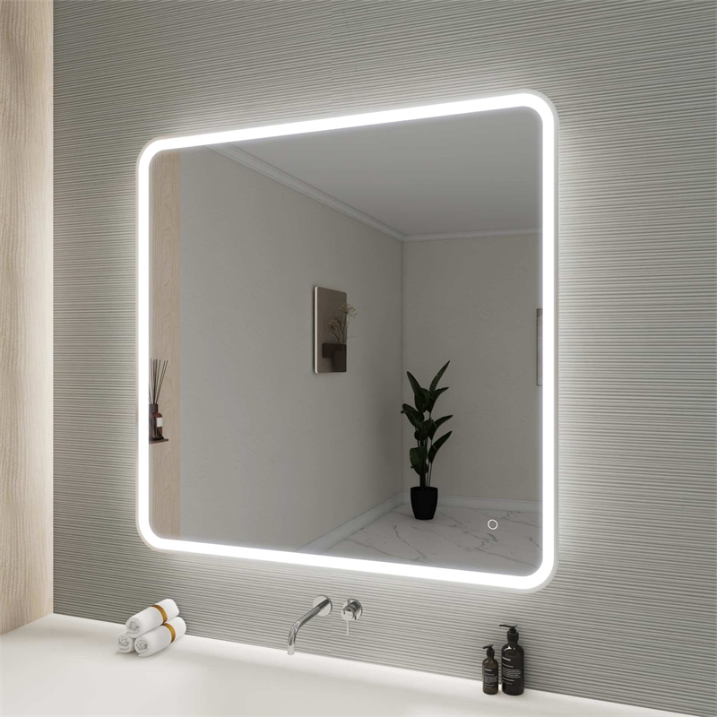 Elegant Kitchen and Bath 42 Round Led Front and Backlit Wall Mirror in Silver