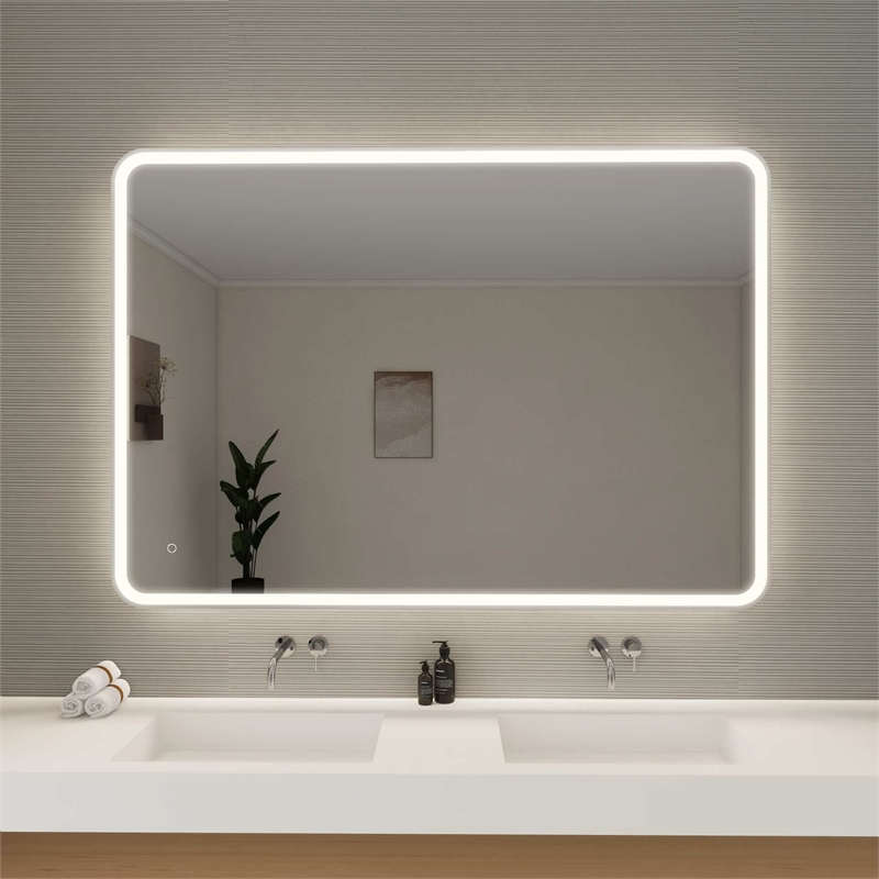 Elegant Kitchen and Bath 60 Round Led Front and Backlit Wall Mirror in Silver