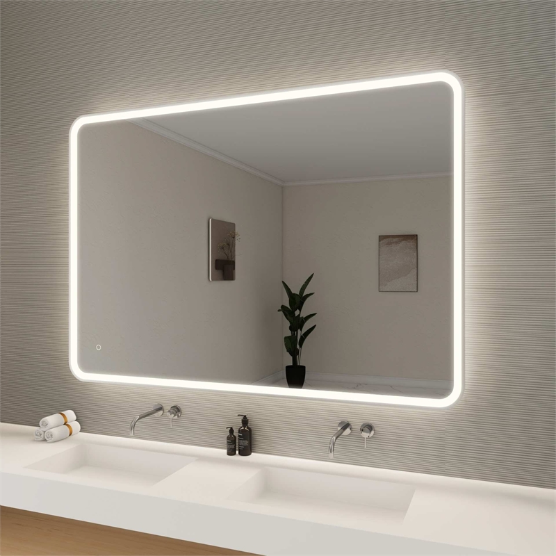 Elegant Kitchen and Bath 60 Round Led Front and Backlit Wall Mirror in Silver